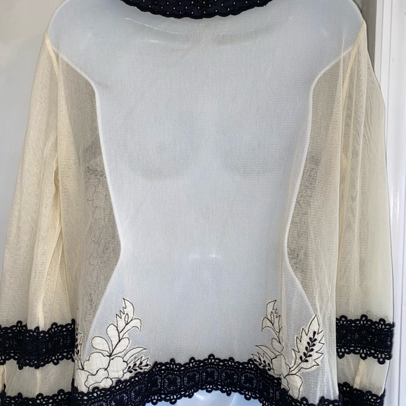 Anthropologie Leifnotes Agraffe Sheer Lace Cardigan Removable Beaded Collar10 - Picture 12 of 14